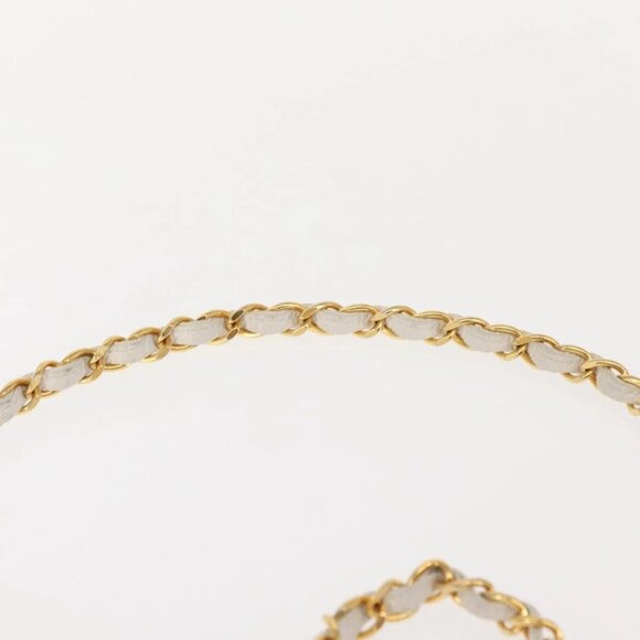 CHANEL Matelasse Chain Shoulder Bag Grained Calf Skin White Gold CC Auth 148356 - Picture 13 of 16